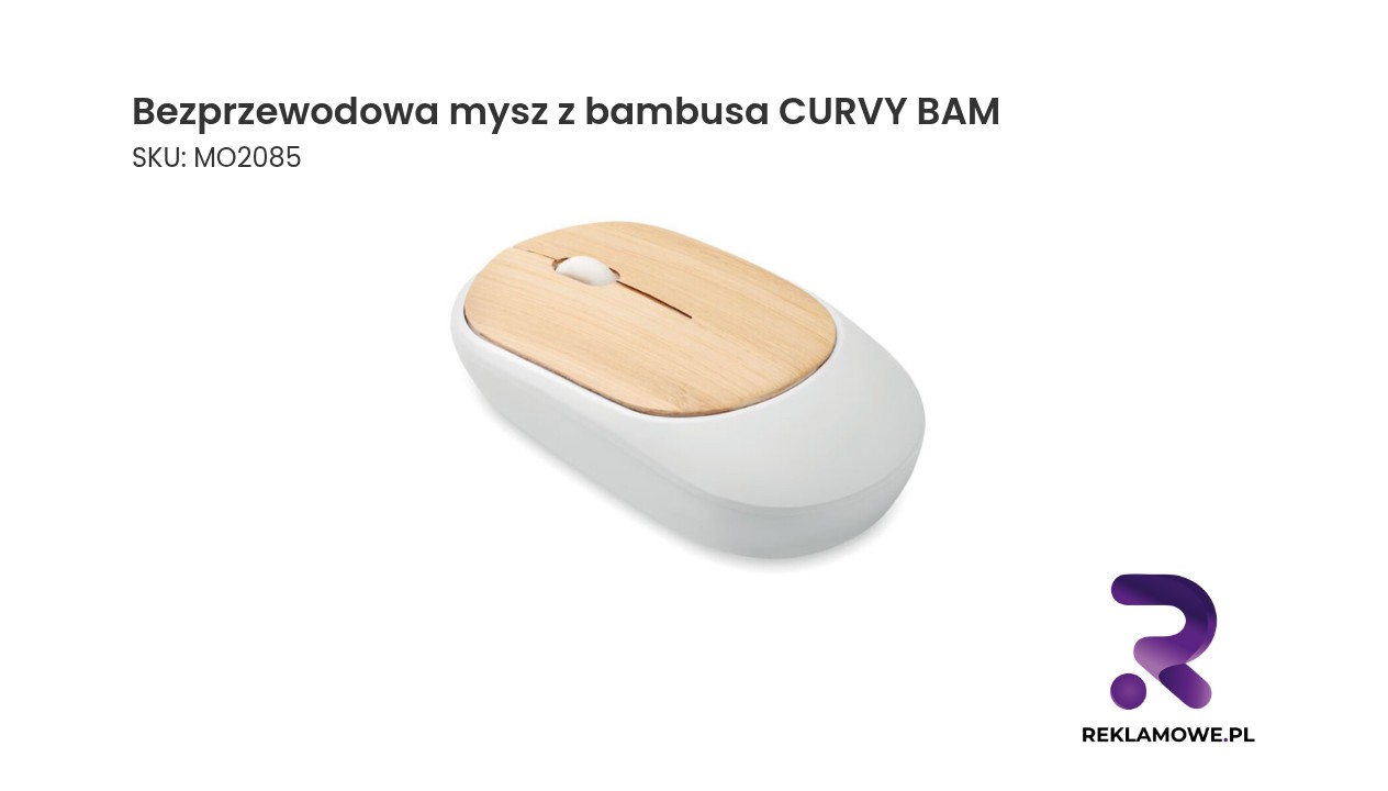 Bezprzewodowa mysz z bambusa CURVY BAM Bezprzewodowa mysz z bambusa CURVY BAM – ekologiczna mysz komputerowa z bambusową obudową