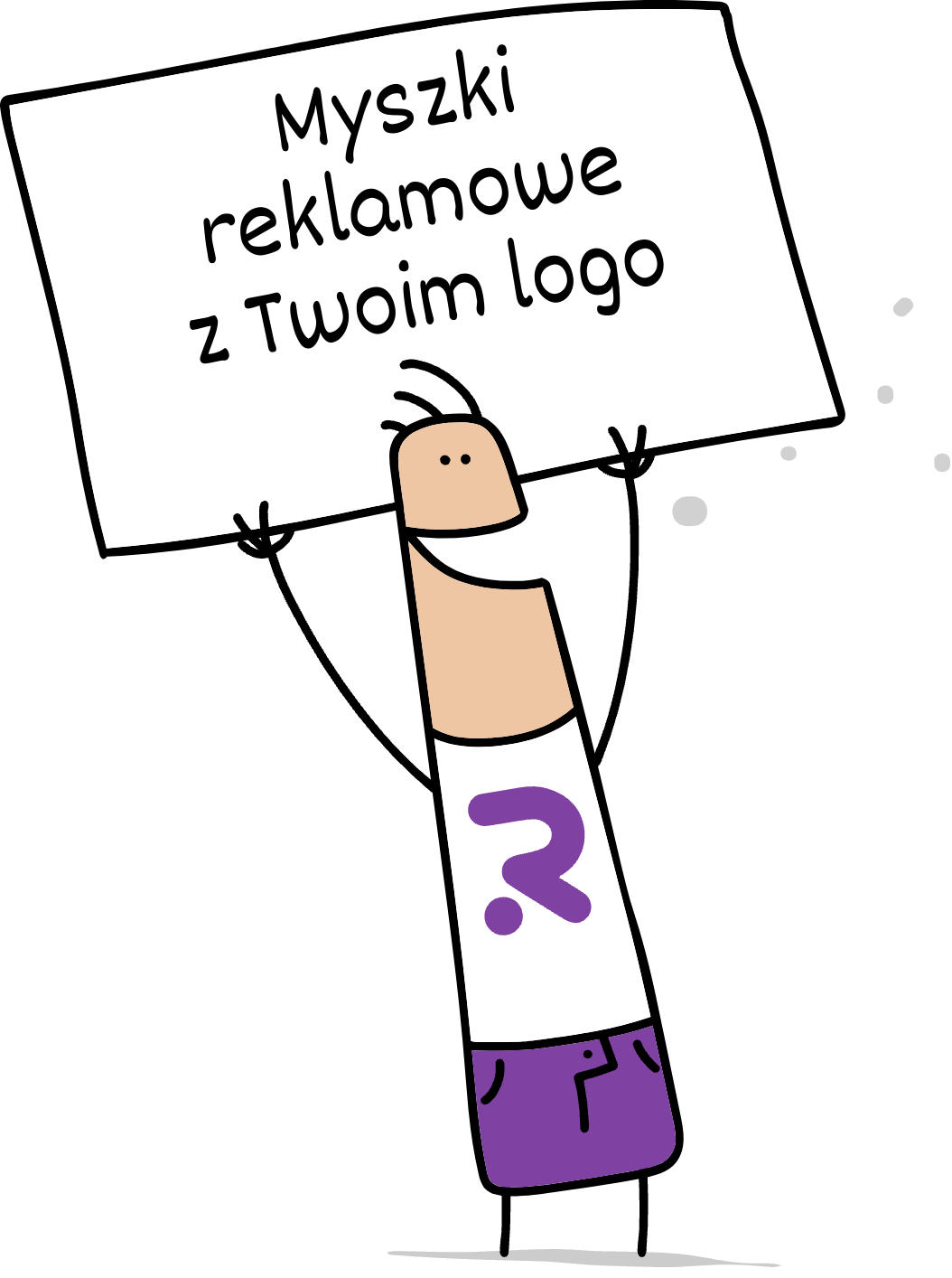 Buddy trzymający napis myszki reklamowe z Twoim logo