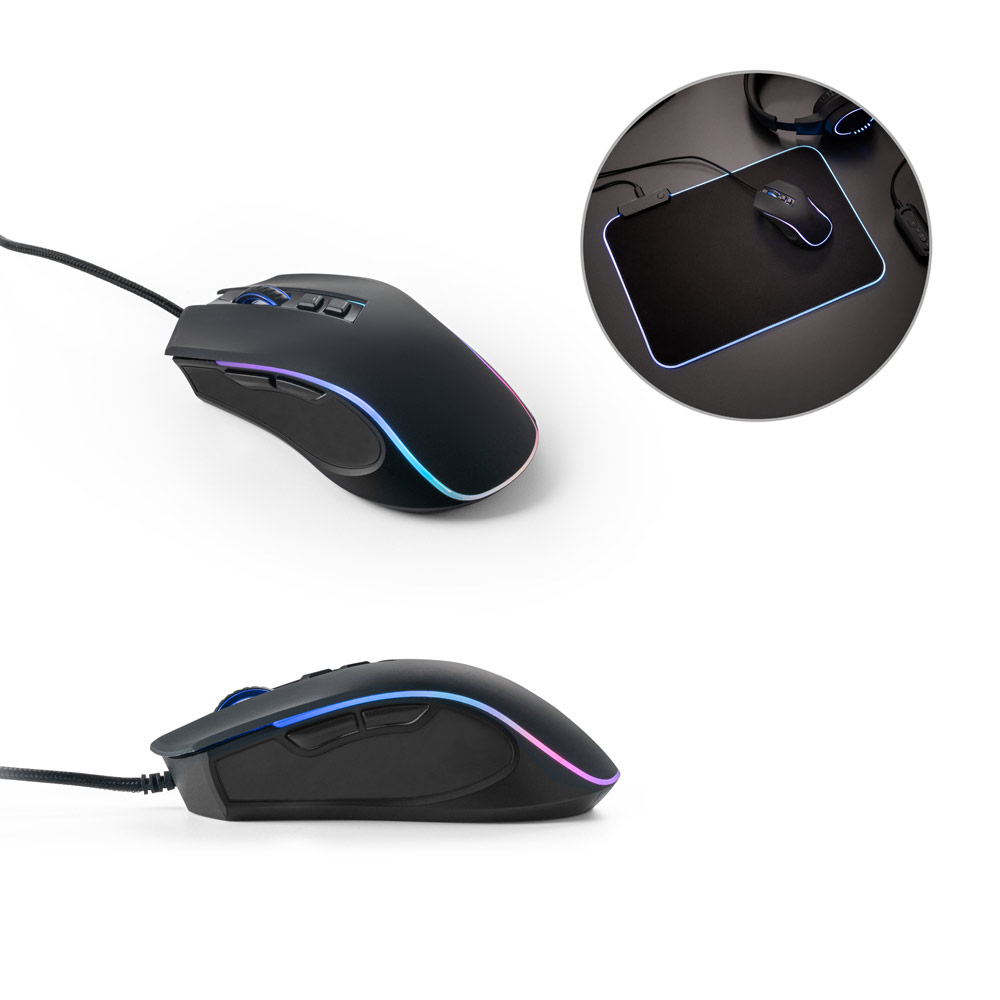 THORNE MOUSE RGB. Mysz do gier z kablem o długości 1.5 m i oświetleniem LED RGB z ABS 97133_set